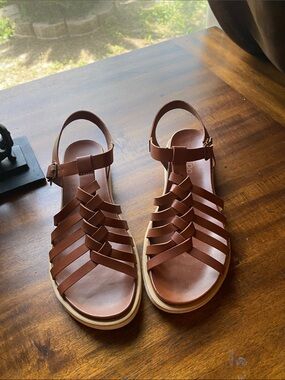 Me Too Brown Woven-Strap Sandals